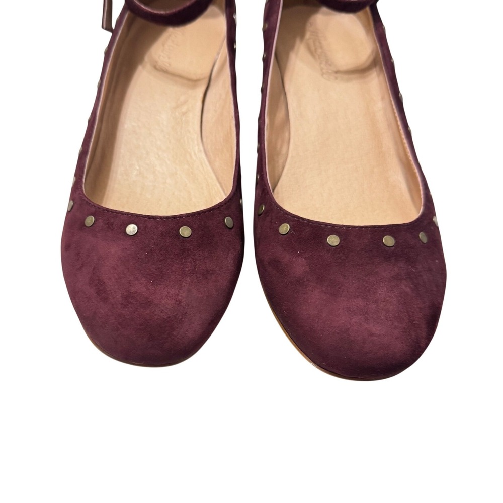 Madewell Inez Stud Ankle Strap Pumps Womens 9.5 Burgundy Suede Excellent Studded - Picture 6 of 11